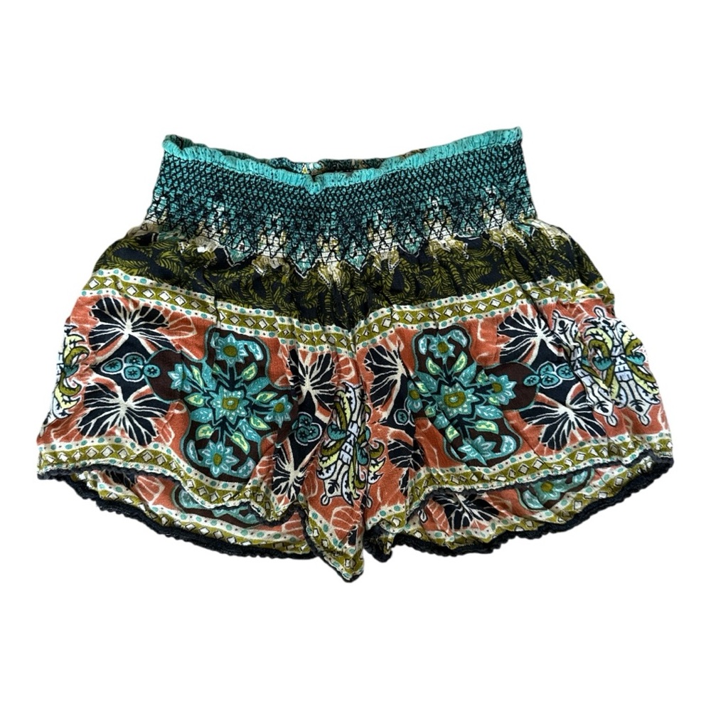 Smocked Waist Patterned Shorts